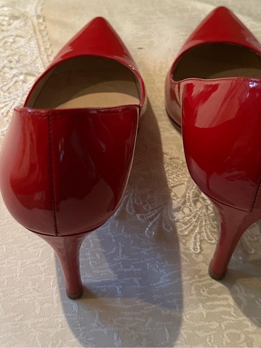 Red Patent LK Bennett 3 inch heel, size 9 Pointed-Toe Mid Heel Pumps - Women